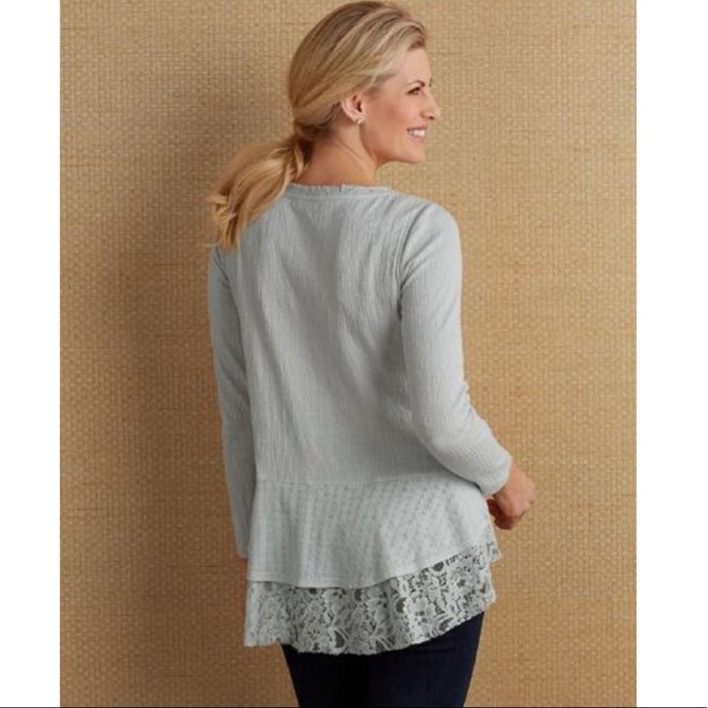SOFT SURROUNDINGS: SKY BLUE Lace Tiered Tee